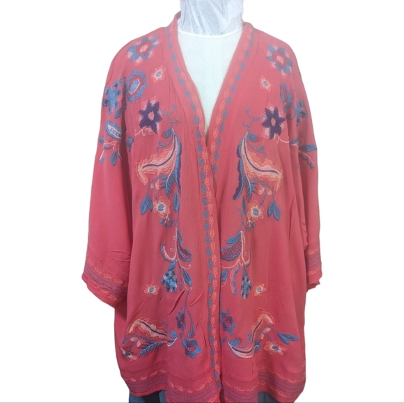 Curations Open Coral Floral Cardigan/Komino .. Size 2X/3X - Picture 2 of 8